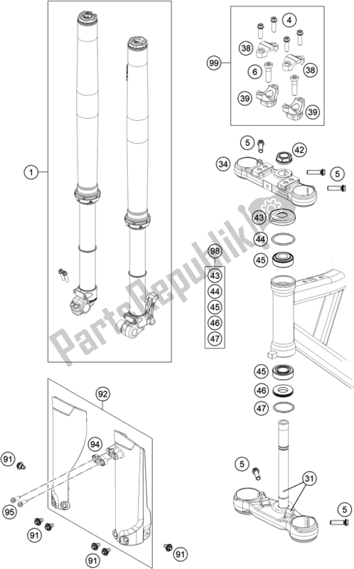 All parts for the Front Fork, Triple Clamp of the Husqvarna EE 5 EU 2022