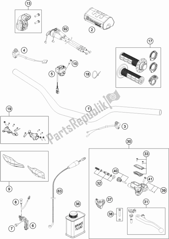 Tutte le parti per il Manubrio, Comandi del Husqvarna FC 250 2018