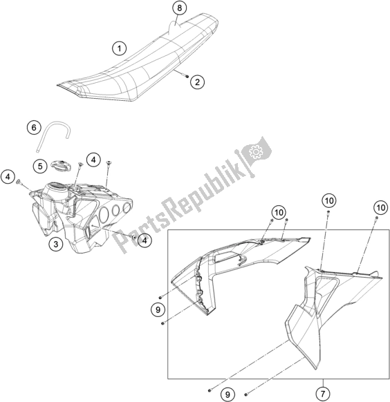 All parts for the Tank, Seat of the Husqvarna FC 250 2019