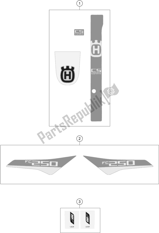 Alle onderdelen voor de Sticker van de Husqvarna FC 250 EU 2016