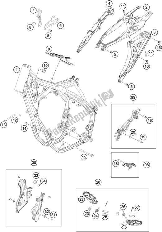 Todas las partes para Marco de Husqvarna FC 250 EU 2016