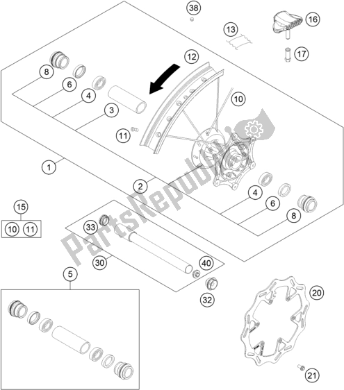 All parts for the Front Wheel of the Husqvarna FC 250 EU 2016