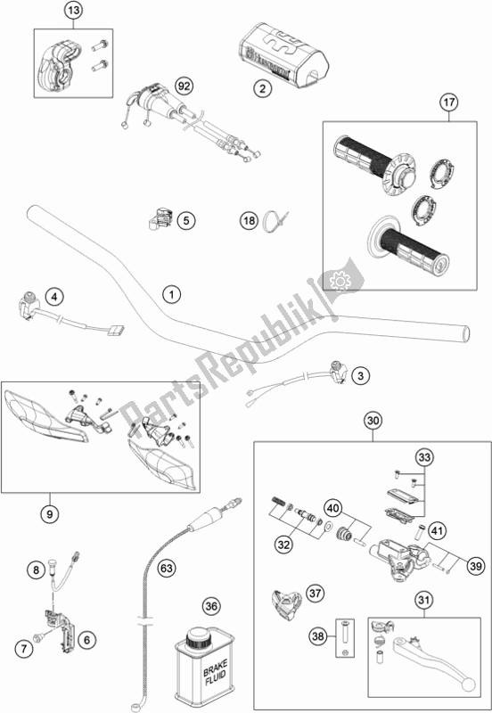 Tutte le parti per il Manubrio, Comandi del Husqvarna FC 250 EU 2016