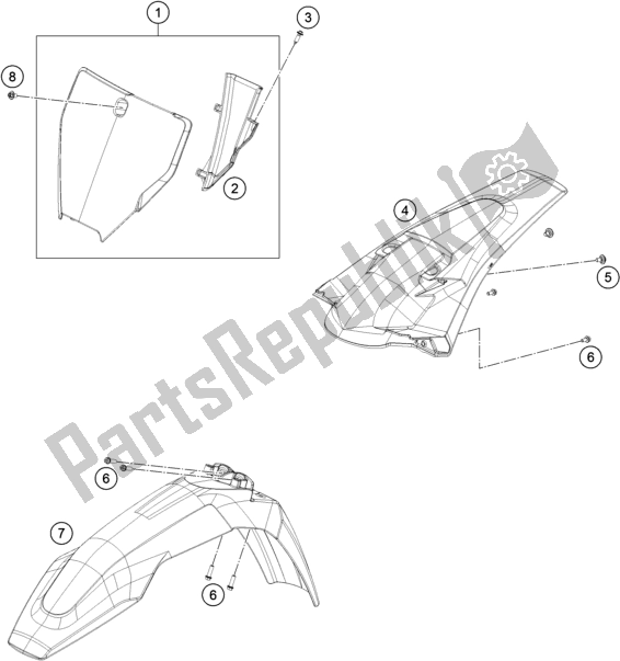 Toutes les pièces pour le Masque, Ailes du Husqvarna FC 250 EU 2016