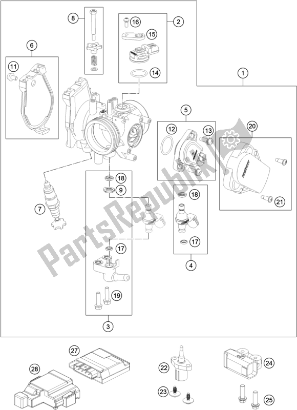 Toutes les pièces pour le Corps De Papillon du Husqvarna FC 250 EU 2016