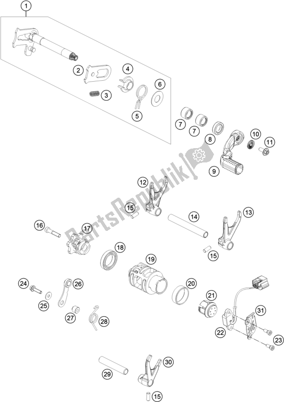 All parts for the Shifting Mechanism of the Husqvarna FC 250 EU 2017