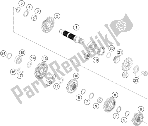 Todas as partes de Transmissão Ii - Contraeixo do Husqvarna FC 250 EU 2017