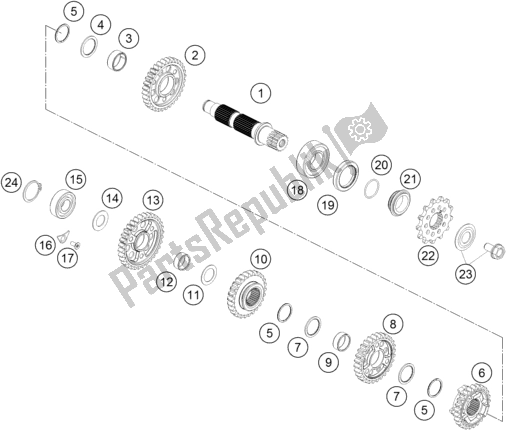 Toutes les pièces pour le Transmission Ii - Arbre Intermédiaire du Husqvarna FC 250 EU 2018