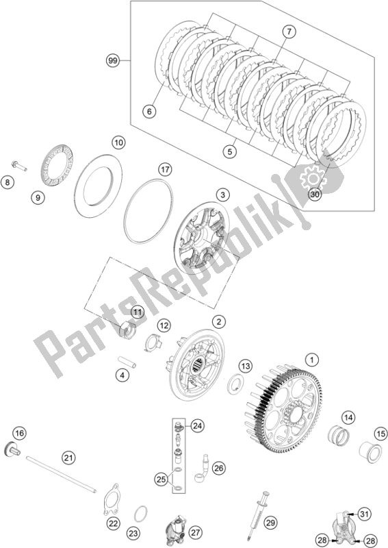 All parts for the Clutch of the Husqvarna FC 250 EU 2019