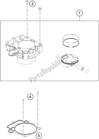 All parts for the Cylinder of the Husqvarna FC 250 EU 2019