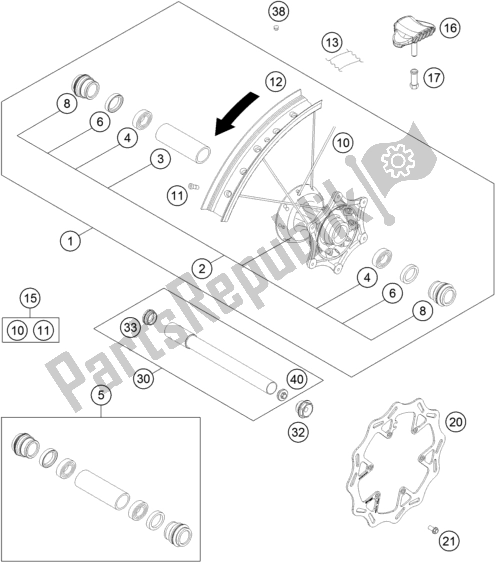 All parts for the Front Wheel of the Husqvarna FC 250 EU 2019