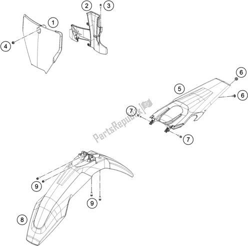 All parts for the Mask, Fenders of the Husqvarna FC 250 EU 2019