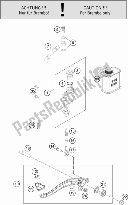 Todas las partes para Control De Freno Trasero de Husqvarna FC 250 EU 2019