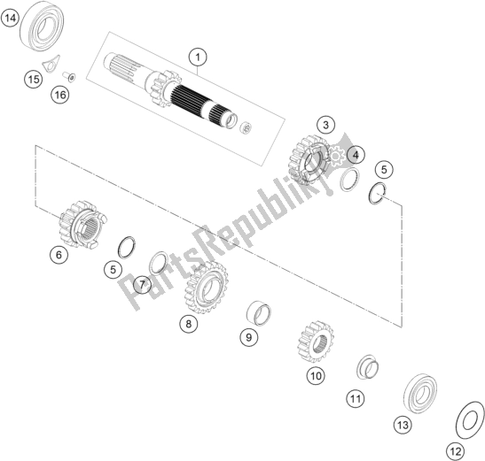 Toutes les pièces pour le Transmission I - Arbre Principal du Husqvarna FC 250 EU 2019