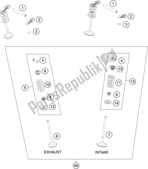 All parts for the Valve Drive of the Husqvarna FC 250 EU 2019