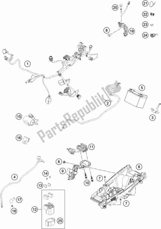 All parts for the Wiring Harness of the Husqvarna FC 250 EU 2019