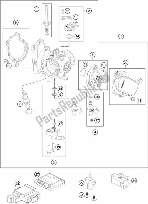 Todas as partes de Corpo Do Acelerador do Husqvarna FC 250 EU 2020