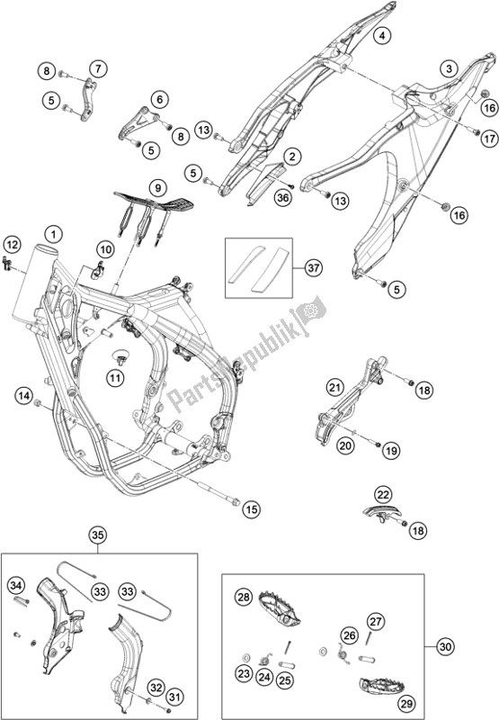 Todas as partes de Quadro, Armação do Husqvarna FC 250 EU 2021