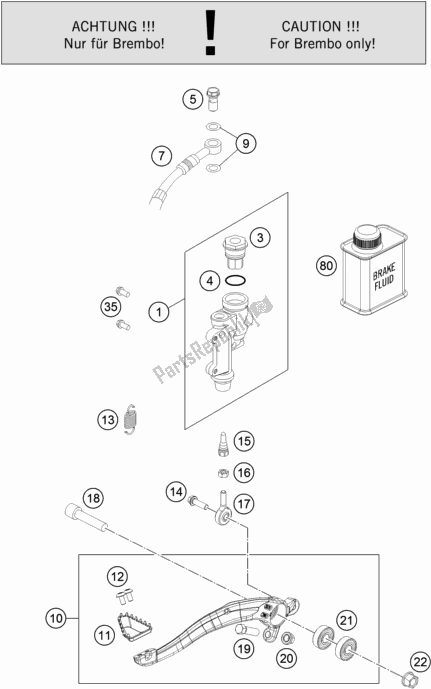 Todas as partes de Controle De Freio Traseiro do Husqvarna FC 250 EU 2021