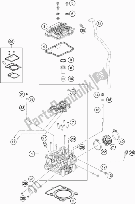 All parts for the Cylinder Head of the Husqvarna FC 250 EU 2022