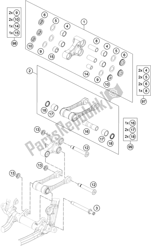 All parts for the Pro Lever Linking of the Husqvarna FC 250 EU 2022