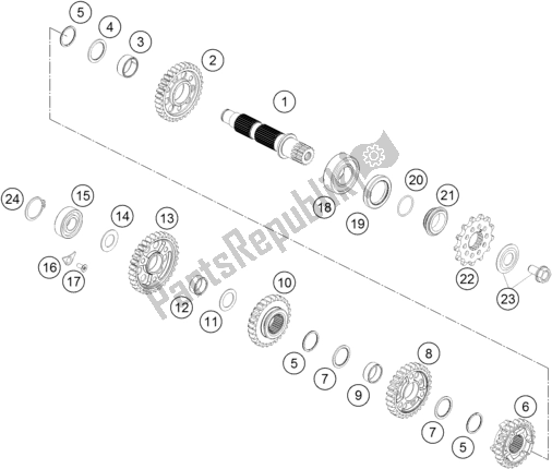 All parts for the Transmission Ii - Countershaft of the Husqvarna FC 250 EU 2022