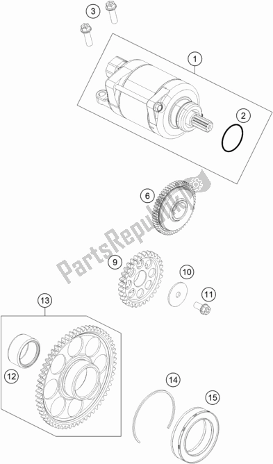 All parts for the Electric Starter of the Husqvarna FC 350 2019