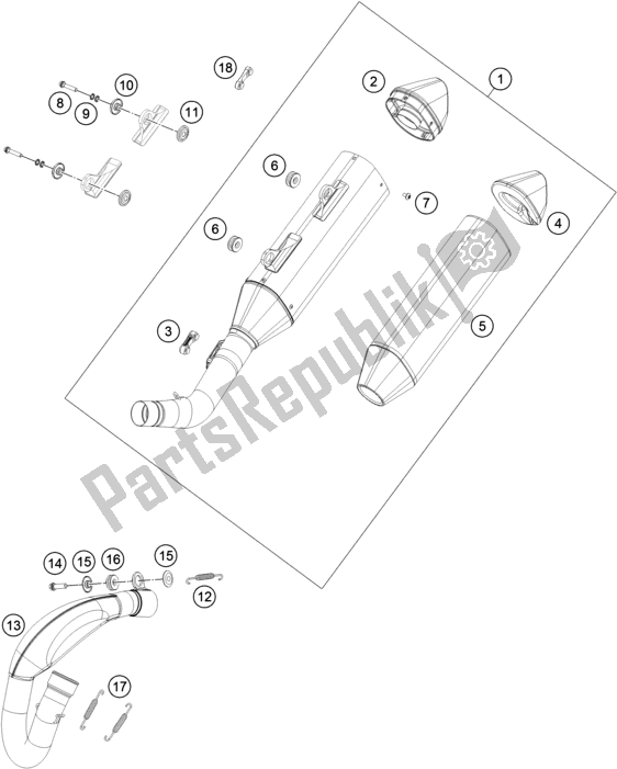 All parts for the Exhaust System of the Husqvarna FC 350 2019