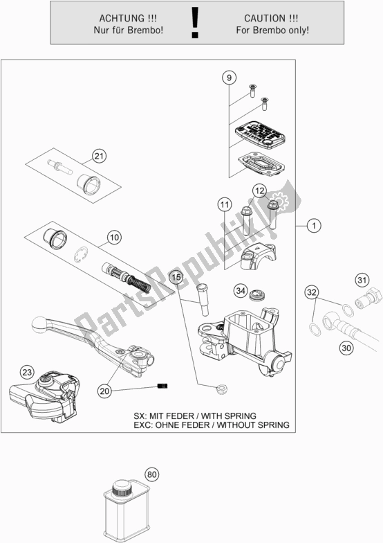 Wszystkie części do Front Brake Control Husqvarna FC 350 2019