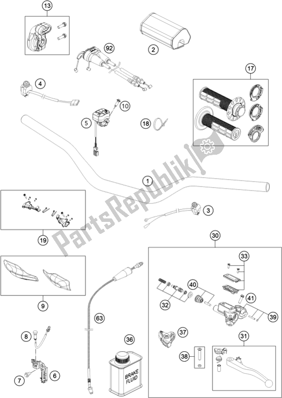 All parts for the Handlebar, Controls of the Husqvarna FC 350 2019