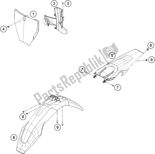 All parts for the Mask, Fenders of the Husqvarna FC 350 2019