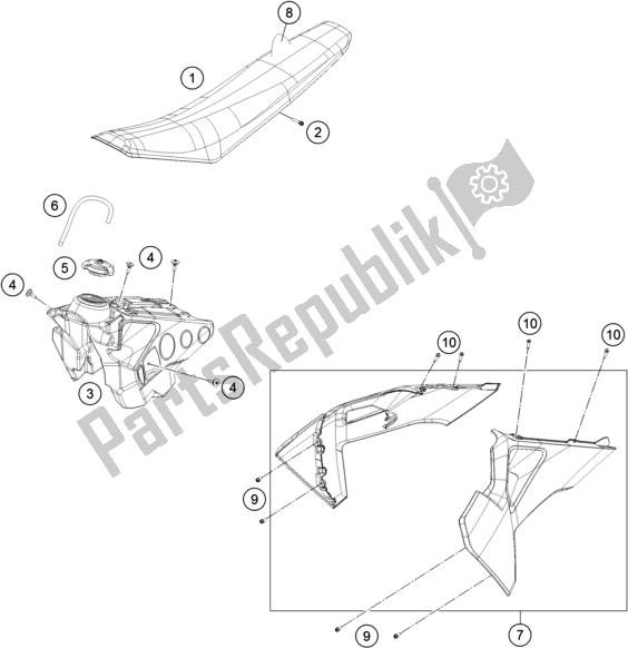 Alle onderdelen voor de Tank, Stoel van de Husqvarna FC 350 2019