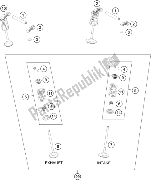 Toutes les pièces pour le Entraînement De Soupape du Husqvarna FC 350 2019