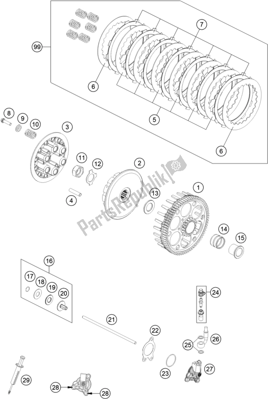 Toutes les pièces pour le Embrayage du Husqvarna FC 350 EU 2016