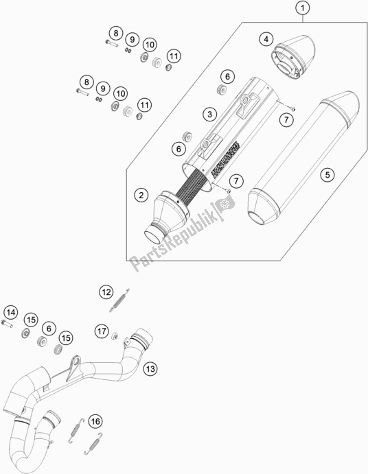 Toutes les pièces pour le Système D'échappement du Husqvarna FC 350 EU 2017