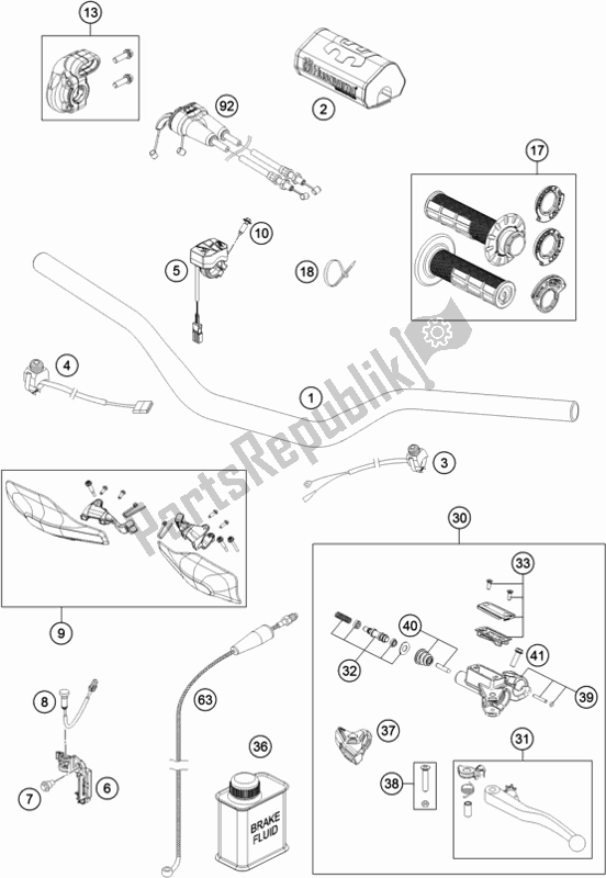 All parts for the Handlebar, Controls of the Husqvarna FC 350 EU 2017