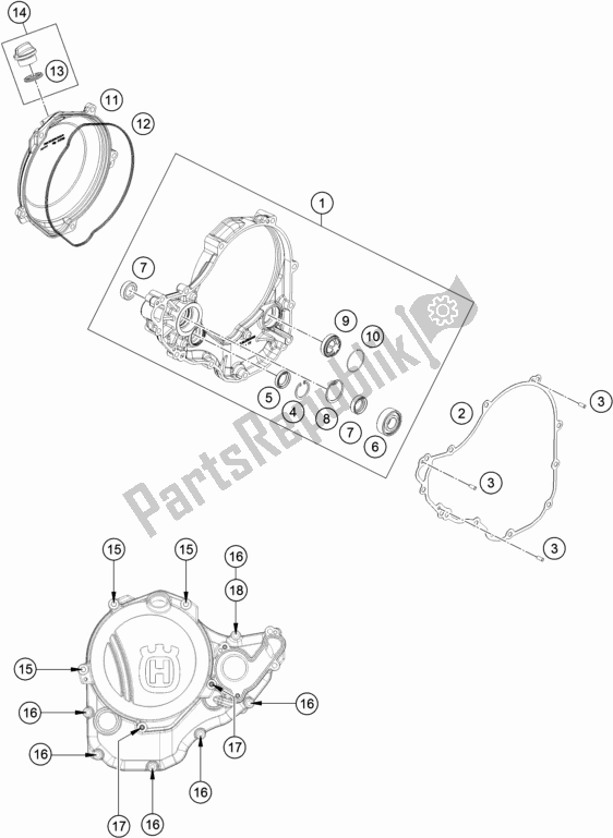 Todas as partes de Tampa Da Embreagem do Husqvarna FC 350 EU 2018