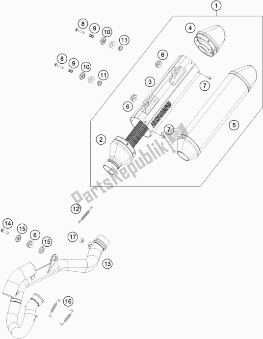 Todas las partes para Sistema De Escape de Husqvarna FC 350 EU 2018