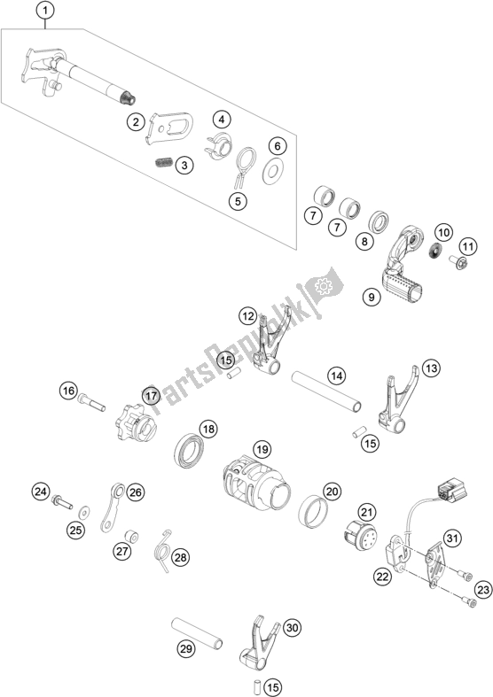 All parts for the Shifting Mechanism of the Husqvarna FC 350 EU 2018