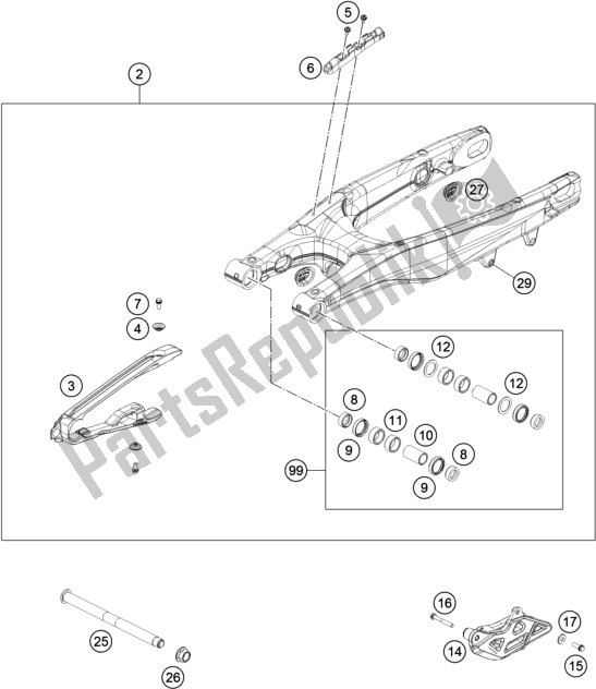 Alle onderdelen voor de Zwenkarm van de Husqvarna FC 350 EU 2019