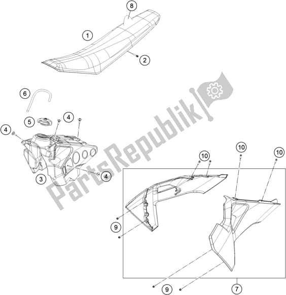 Alle onderdelen voor de Tank, Stoel van de Husqvarna FC 350 EU 2019