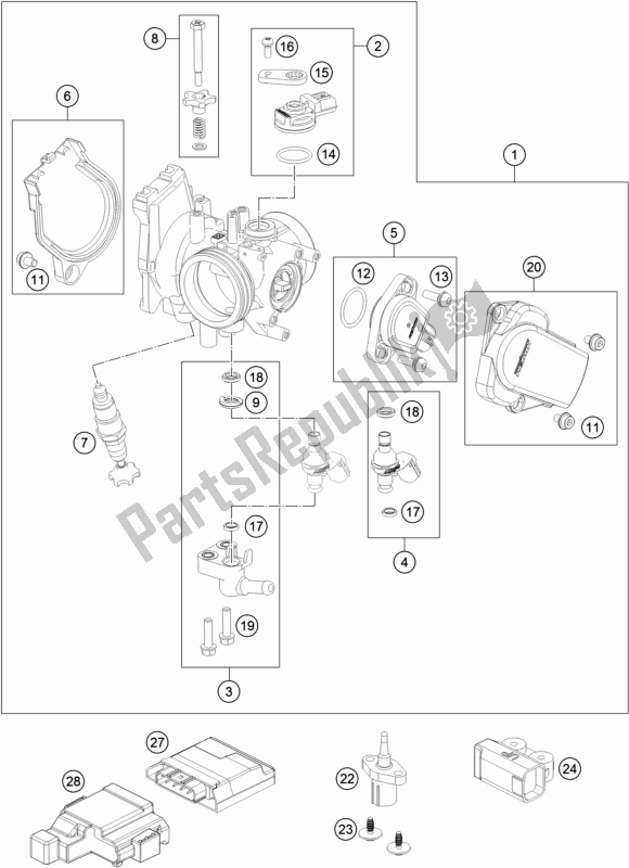 Todas as partes de Corpo Do Acelerador do Husqvarna FC 350 EU 2019