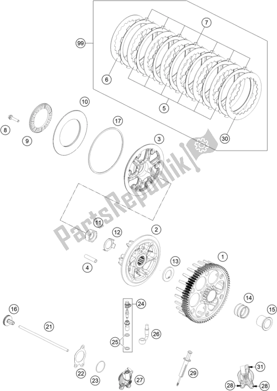 Toutes les pièces pour le Embrayage du Husqvarna FC 350 EU 2020