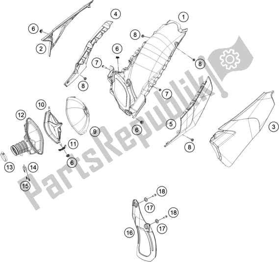 All parts for the Air Filter of the Husqvarna FC 350 EU 2021