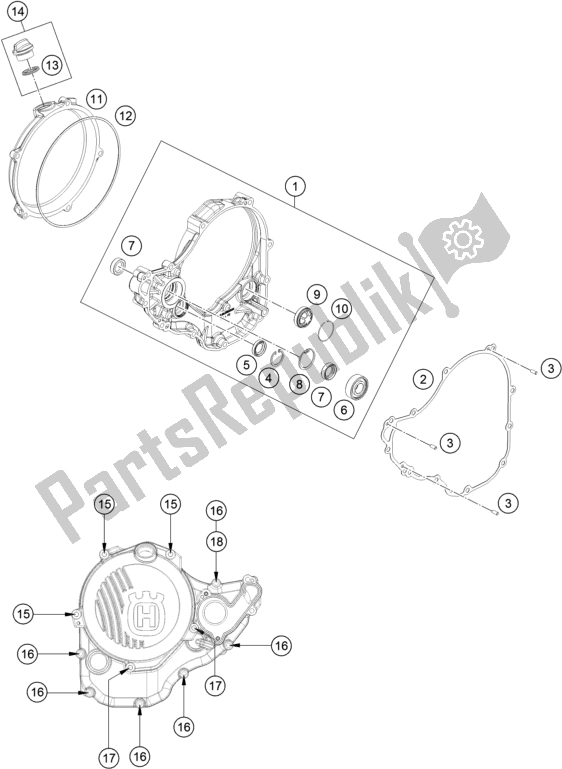 All parts for the Clutch Cover of the Husqvarna FC 350 EU 2021