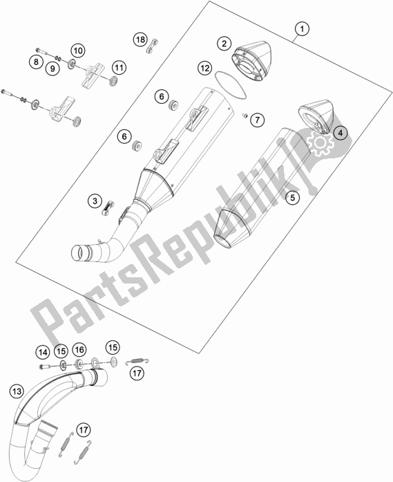 All parts for the Exhaust System of the Husqvarna FC 350 EU 2021