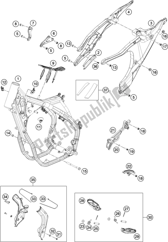 All parts for the Frame of the Husqvarna FC 350 EU 2021