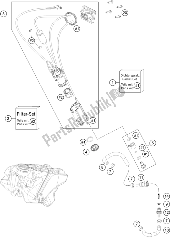 All parts for the Fuel Pump of the Husqvarna FC 350 EU 2021