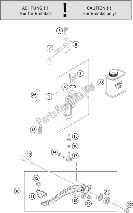 All parts for the Rear Brake Control of the Husqvarna FC 350 EU 2021