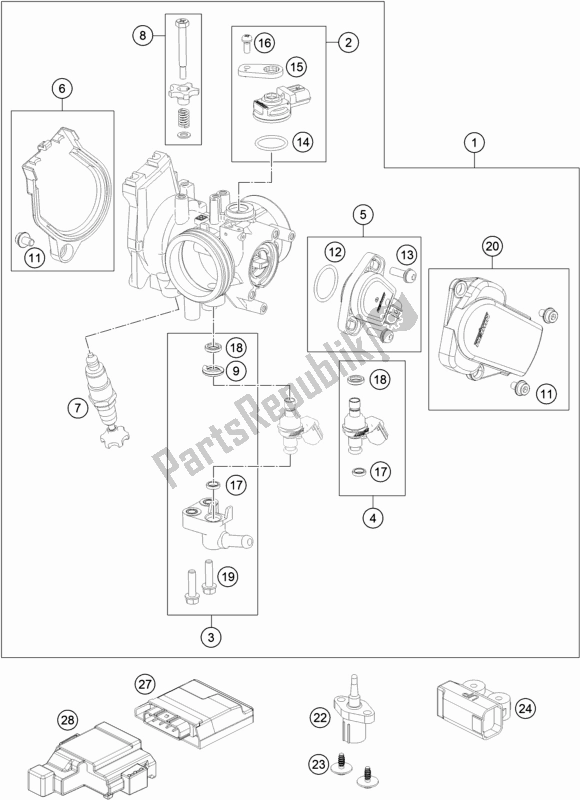 All parts for the Throttle Body of the Husqvarna FC 350 EU 2021